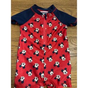 disney baby red and blue one puece swim suit‎ zip up boy's 6-9 mos